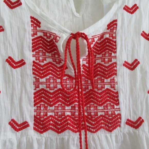 ASOS Embroidered Smock Top white size 4 sheer - Picture 8 of 16